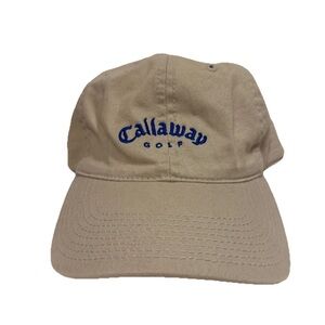 Vintage The Game Callaway Golf Beige & Blue Adjustable Hat Embroidered